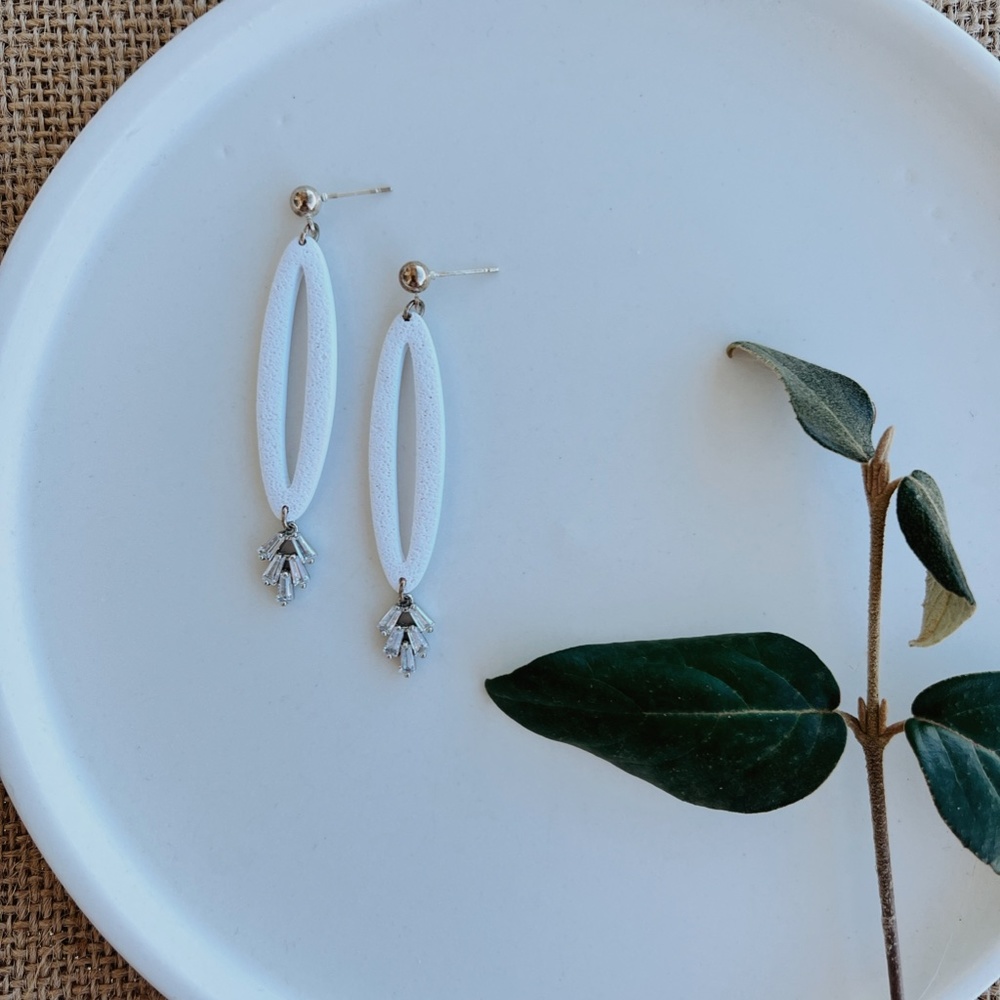 Long White Clay Earrings